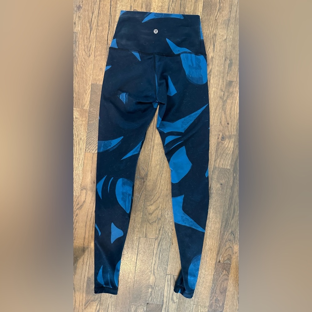 Lululemon Wunder Under Pant(Roll Down) Back Spin Stroke Poseidon Black